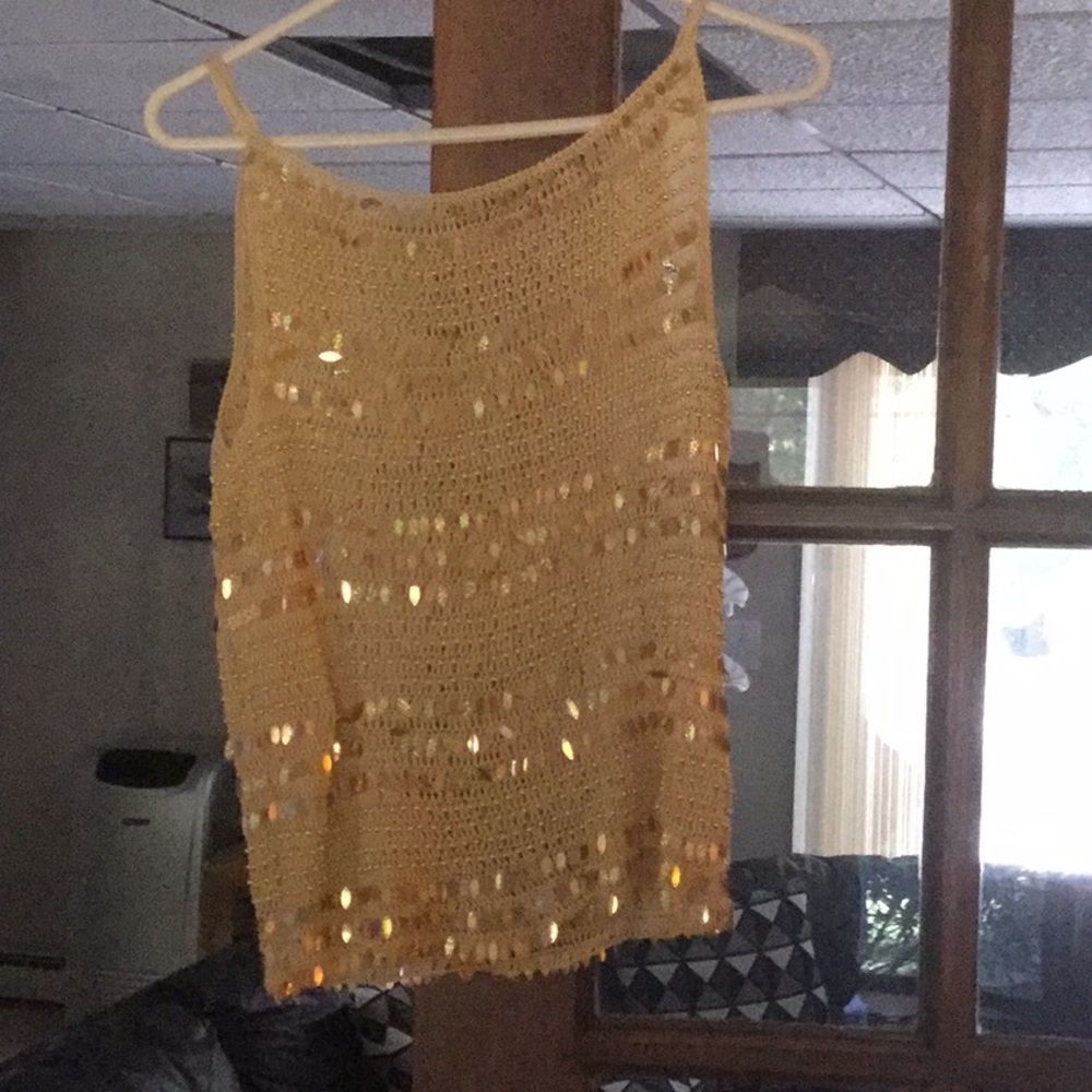 See through gold beaded top club top
